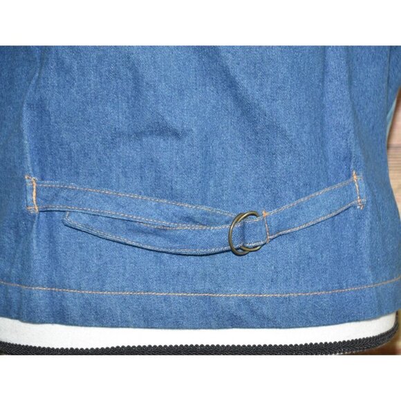 Vintage Denim Southwest Print Vest Rhinestone Accents USA Made Ladies L Western - Picture 6 of 10